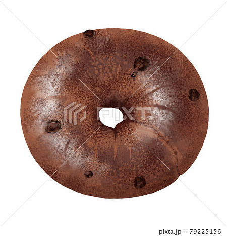 ココアとチョコチップベーグルのイラストのイラスト素材
