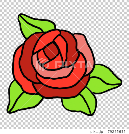 ステンドグラス風の赤い薔薇のイラスト素材