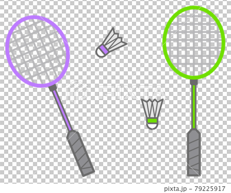 スポーツで楽しむバドミントンの道具イラスト 79225917