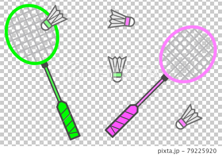 スポーツで楽しむバドミントンの道具イラスト スポーツで楽しむバドミントンの道具イラスト 79225920