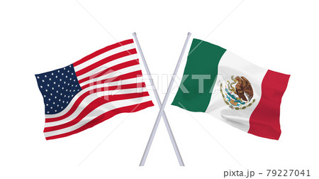 メキシコとアメリカ合衆国の国旗 メキシコとアメリカ合衆国の国旗 79227041