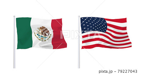 メキシコとアメリカ合衆国の国旗のイラスト素材