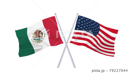 メキシコとアメリカ合衆国の国旗 79227044