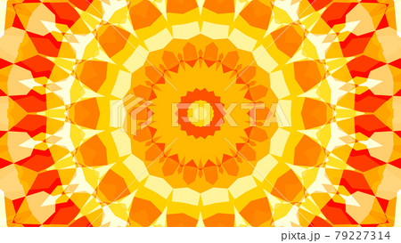オレンジ 太陽 ひまわり 万華鏡 美しい幾何学模様 [別Verあり] 79227314