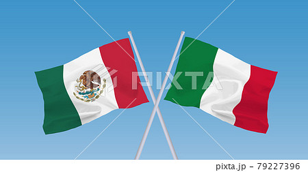 メキシコとイタリアの国旗のイラスト素材