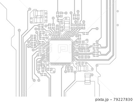 電子回路基板のイメージイラスト 手描き のイラスト素材