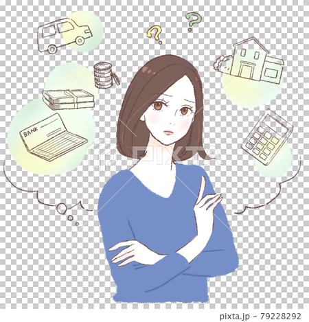 Woman who is troubled with money 79228292