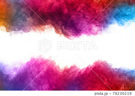 abstract powder splatted background. Colorful powder explosion on white background. Colored cloud. Colorful dust explode. 79230219