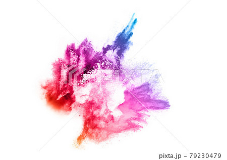 abstract powder splatted background. Colorful powder explosion on white background. Colored cloud. Colorful dust explode. Paint Holi. 79230479