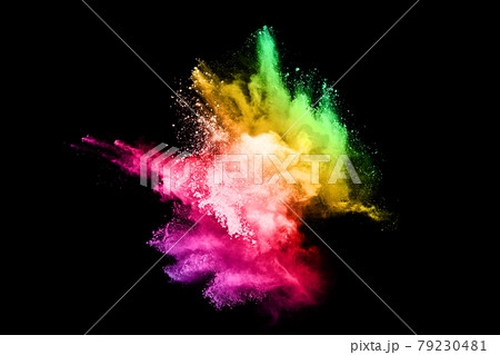 abstract colored dust explosion on a black background. 79230481
