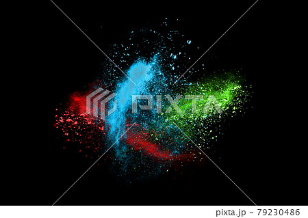 abstract colored dust explosion on a black background. 79230486