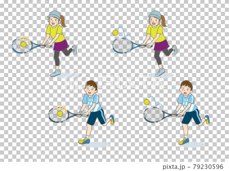 Men and women playing tennis Men and women playing tennis 79230596