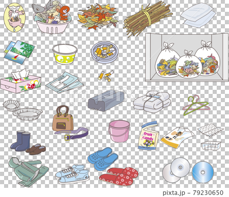 Illustration of garbage from ordinary garbage to oversized garbage_1 79230650