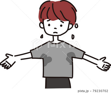 汗をかいて困っている人のイラスト 79230702