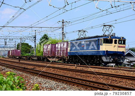 東海道本線を行くEF652084コンテナ貨物列車 東海道本線を行くEF652084コンテナ貨物列車 79230857
