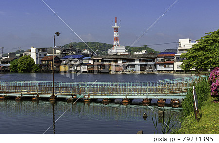 玉島港　溜川風景　ドラム缶橋　岡山県倉敷市 79231395