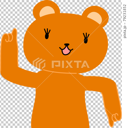 指をさして案内する可愛いクマのイラストのイラスト素材