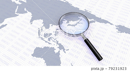 数字と世界地図(アジア)、虫メガネ 数字と世界地図(アジア)、虫メガネ 79231923
