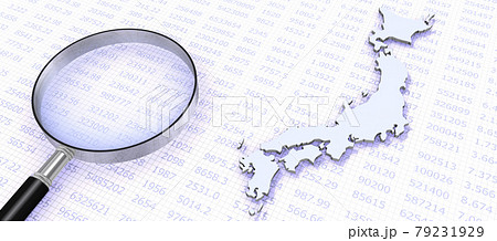日本地図と虫眼鏡(デジタル背景) 日本地図と虫眼鏡(デジタル背景) 79231929
