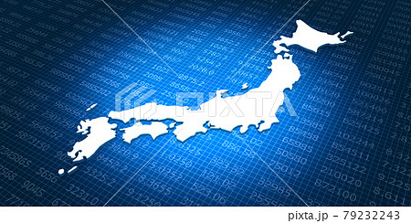 デジタル背景と日本地図のイラスト素材