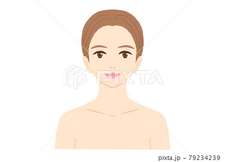 笑顔の若い女性の裸上半身のイラスト 笑顔の若い女性の裸上半身のイラスト 79234239