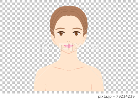 笑顔の若い女性の裸上半身のイラスト 笑顔の若い女性の裸上半身のイラスト 79234239
