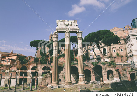 Panoramic view of temple of Venus Genetrix is ruined temple and forum of Caesar Panoramic view of temple of Venus Genetrix is ruined temple and forum of Caesar 79234271
