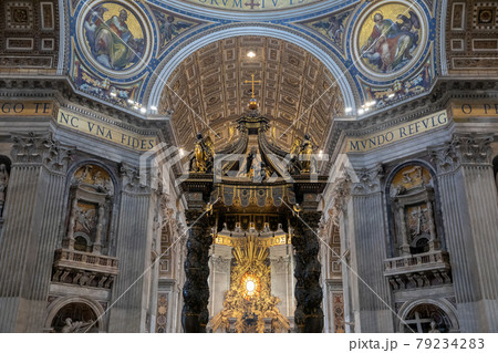 Panoramic view of interior of Papal Basilica of St. Peter (St. Peter's Basili Panoramic view of interior of Papal Basilica of St. Peter (St. Peter's Basili 79234283