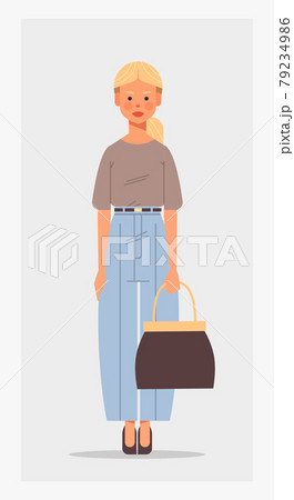 attractive businesswoman holding handbag female cartoon character standing pose full length vertical attractive businesswoman holding handbag female cartoon character standing pose full length vertical 79234986