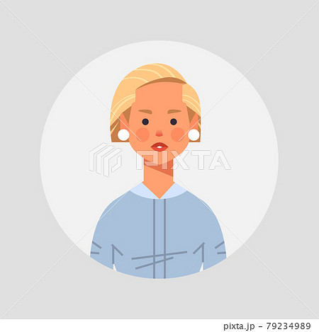 blonde girl avatar beautiful woman face female cartoon character portrait 79234989