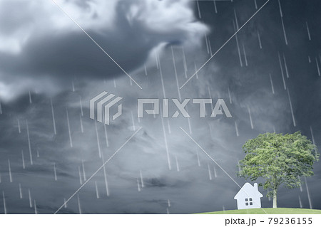 大雨による水害と住宅 大雨による水害と住宅 79236155