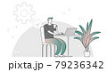 リモートワークをしている男性のフラットイラスト 79236342