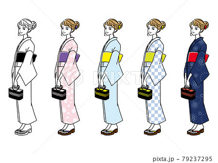 いろいろな浴衣を着た若い女性 いろいろな浴衣を着た若い女性 79237295