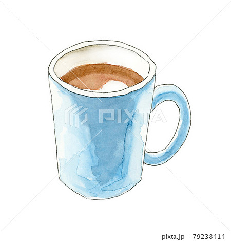 マグカップのホットコーヒー【手描き水彩画】 マグカップのホットコーヒー【手描き水彩画】 79238414