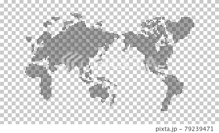 世界地図 簡略ドットイラスト。デジタルイメージ（黒ドット、白背景） 79239471