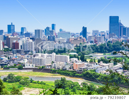 仙台　広瀬川と市内中心部 79239807