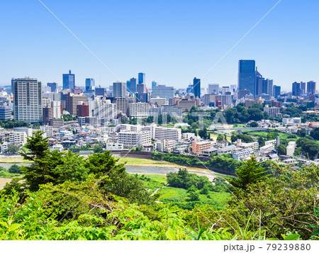 仙台　広瀬川と市内中心部 79239880