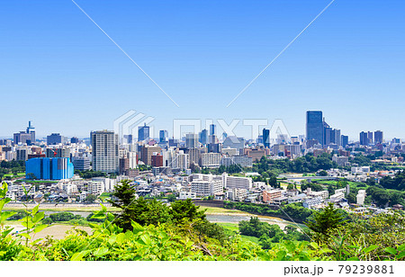 仙台　広瀬川と市内中心部 79239881