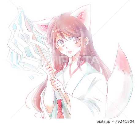 狐の神使の女の子イメージのイラスト素材