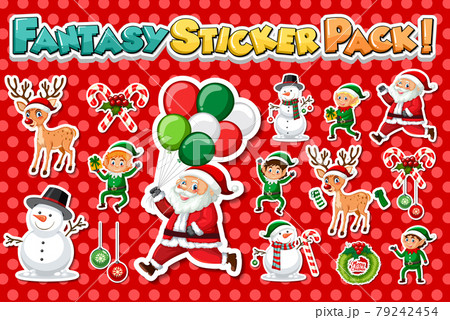 Sticker set with Santa Claus and Christmas objects Sticker set with Santa Claus and Christmas objects 79242454