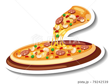 Sticker Template With Pizza Isolatedのイラスト素材