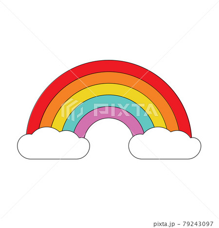 colorful rainbow with white clouds colorful rainbow with white clouds 79243097