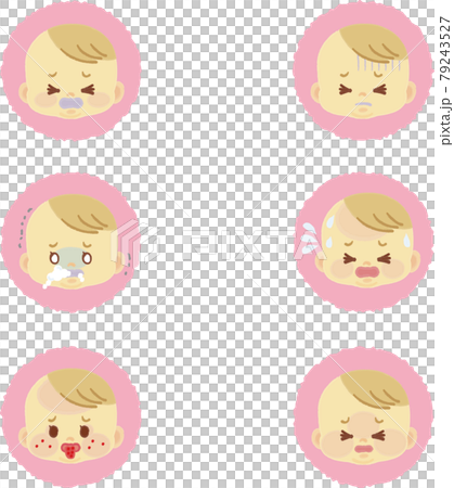 Illustration material: Icon mark series in which a cute baby shows emotions and emotions. 79243527