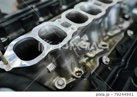 Car engine inside view. Motor in details. Close up Car engine inside view. Motor in details. Close up 79244931