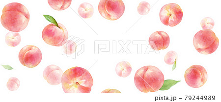 ジューシーな桃の背景 水彩イラスト コピースペースあり 横長サイズ のイラスト素材 ジューシーな桃の背景 水彩イラスト コピースペースあり 横長サイズ のイラスト素材