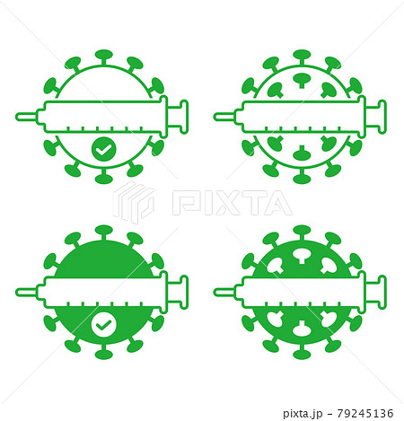 ワクチン接種済みのロゴマーク　新型コロナウイルス 79245136