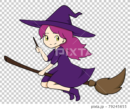 Illustration Of A Witch Girl Straddling A Broom Stock Illustration