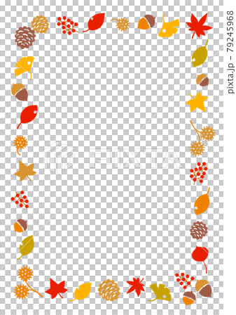 秋季堅果和樹葉的框架材料 79245968