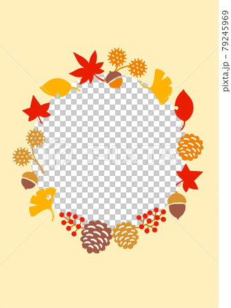 秋季堅果和樹葉的框架材料 79245969
