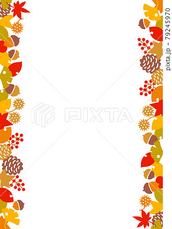 秋の木の実と葉っぱのフレーム素材 秋の木の実と葉っぱのフレーム素材 79245970